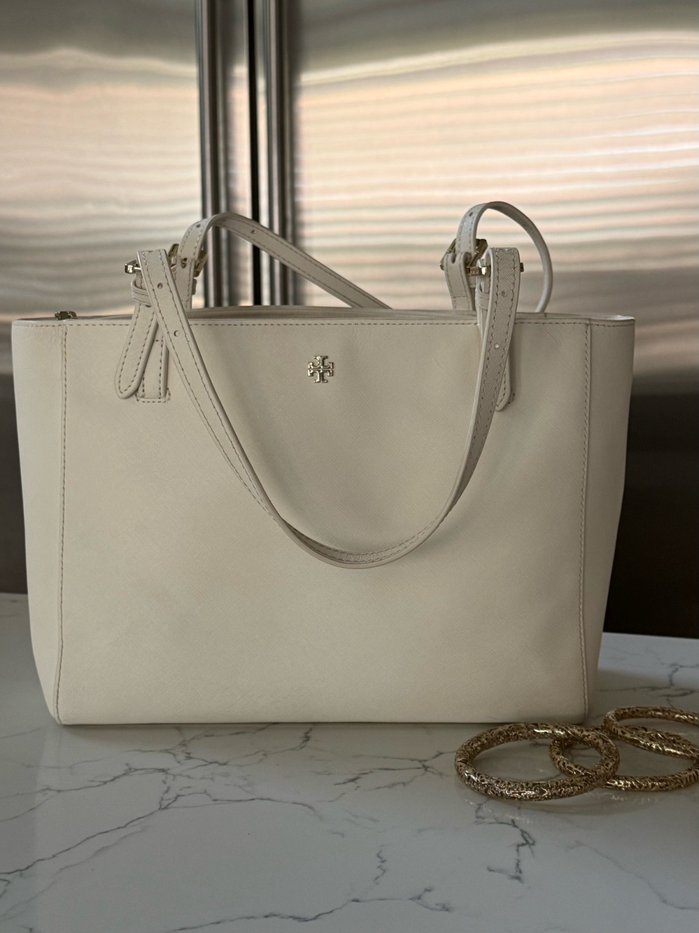 Tory Burch Robinson Large Tripple- Compartment Saffiano Leather Tote